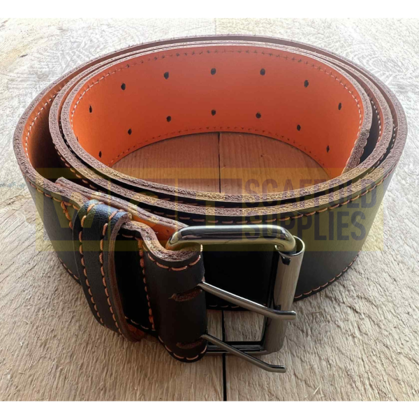 Black Leather Scaffold Belt - 52" x 2"
